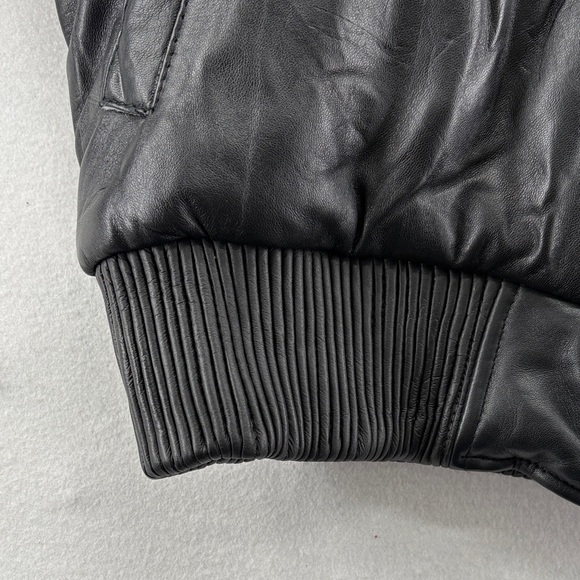 Black Leather Puffer Jacket with Fur Collar 3XL - Picture 5 of 16